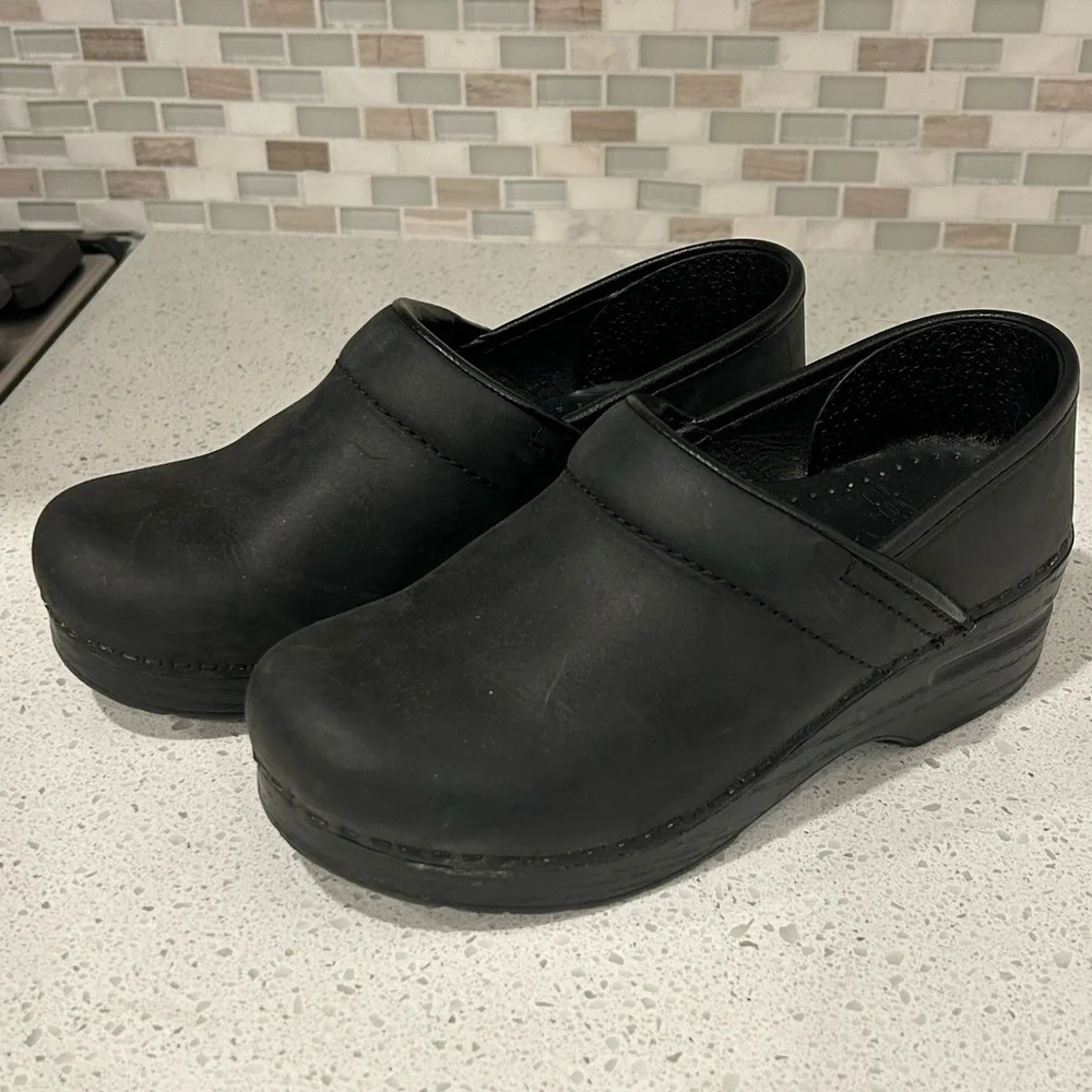 Dansko Matte Black Slip-On Clogs - Picture 2 of 4